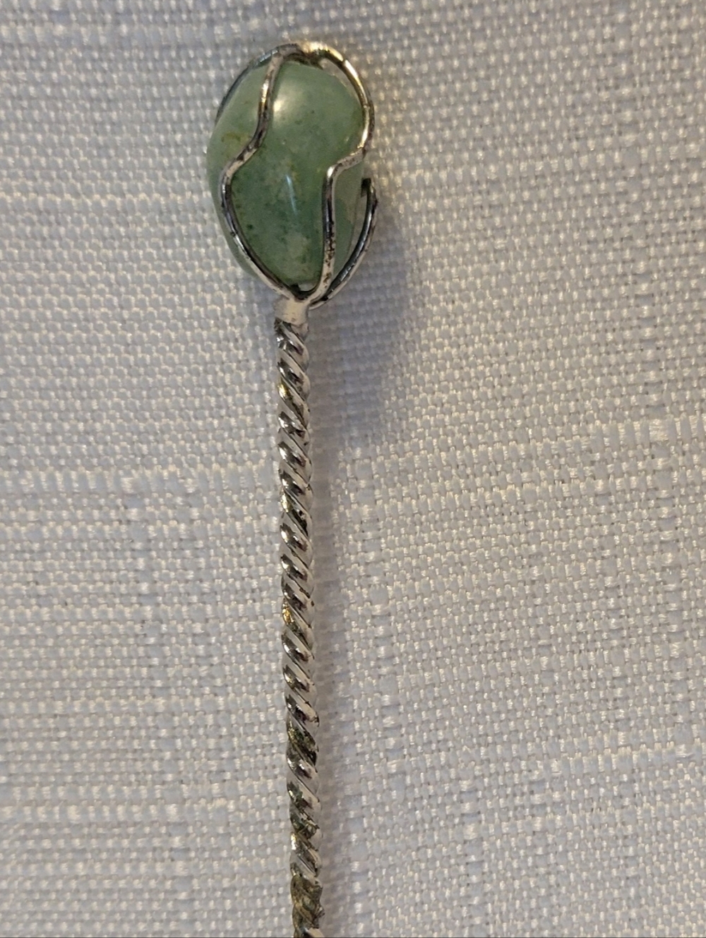 Silver Vintage Cocktail Pick Brazilian Green Stone Accent